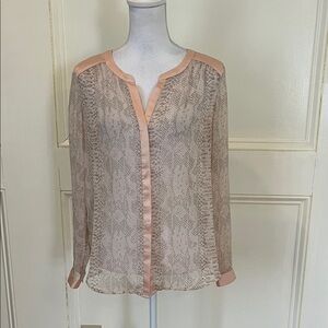Ann Taylor Snake Print Blouse - Beige and Peach